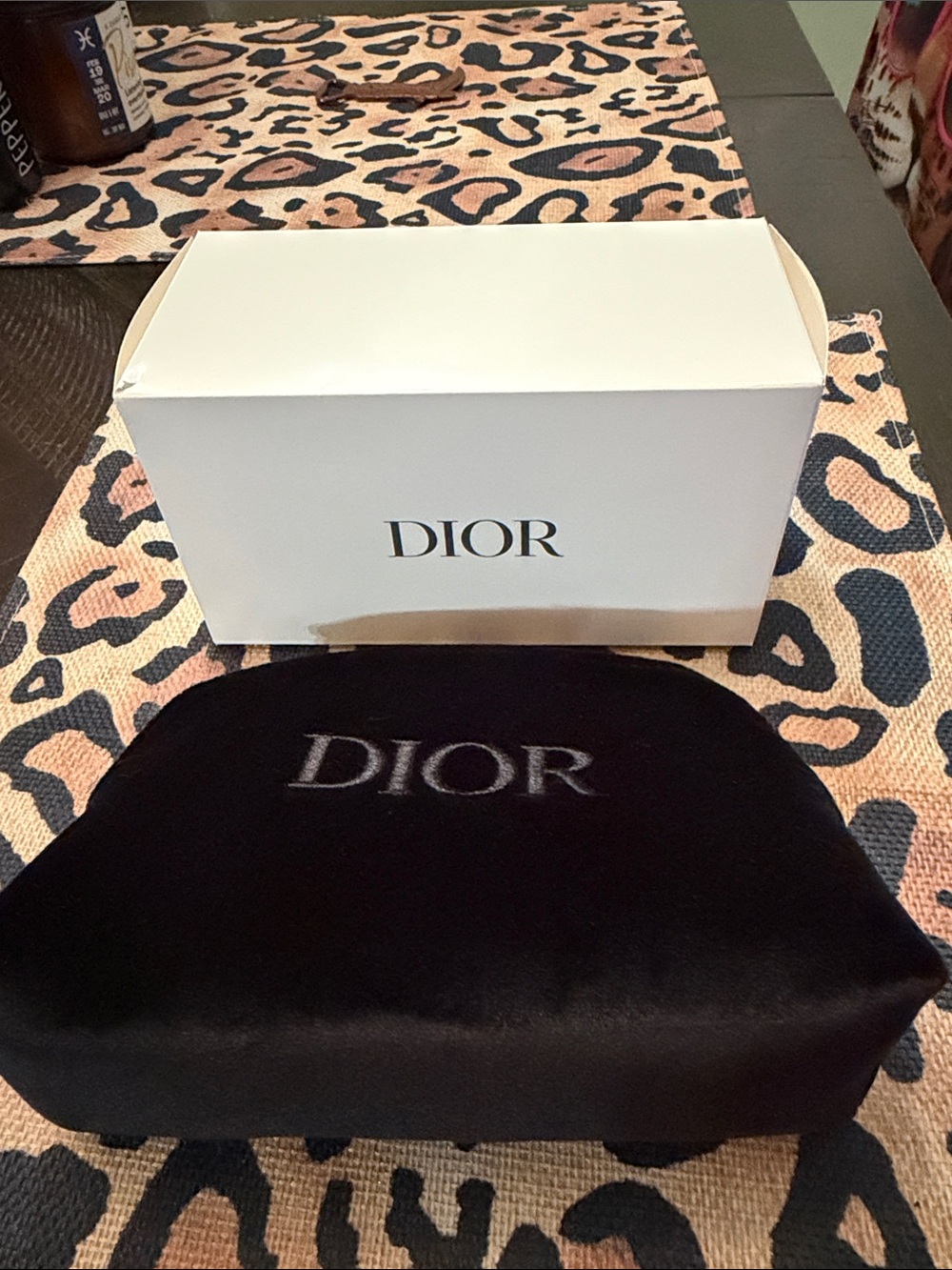 Dior Black Velvet Pouch with White Box